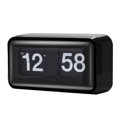 China ABS Modern Design Flip Down Clock Office Table Clock Black White Color With Cover for sale