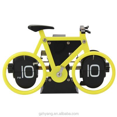 China Creative Table Flip Clock Bicycle Plastic Cheap ABS Table Clock For Promotional Gifts for sale