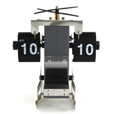 China MK-TIME New Creative Designed Helicopter Flip Table Clock Decorative Aircraft Desk Clock for sale