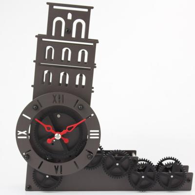 China Metal Battery Operated The Leaning Tower of Pisa Clock Gear Reports for sale