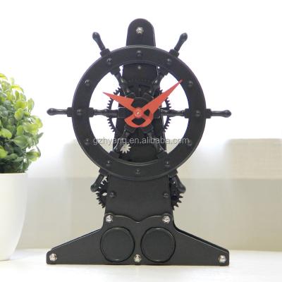 China Household Black Metal Rudder Style Desk Decoration Clock Youth Style Desk Clock for sale