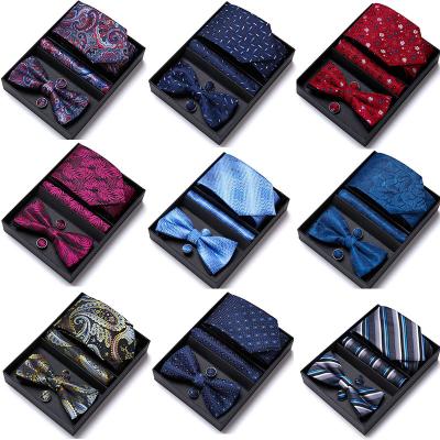 China Custom logo arrow type men's tie bow tie set gift box 6 piece set business formal wear wedding tie tie set factory wholesale for sale