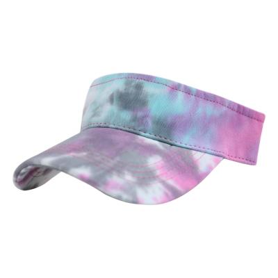 China Custom plush visor hat new colorful tie-dye empty female top hat spring and summer travel sun hat couple for sale