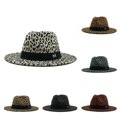 China Easy to install and remove hat 2021 fashion leopard print fedora hats womens safari hats wide brim fedora hat for sale