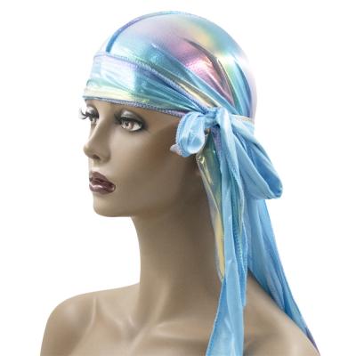 China Other Durag hot sale solid color headwraps long silk head braid pirate hat scarfwith customized logo for sale