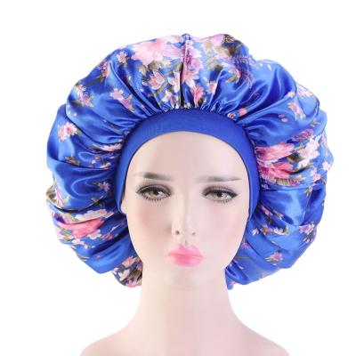 China Other Custom Wide Brim Print Satin Hood Elastic Round Perm Hair Perm Hair Cap for sale