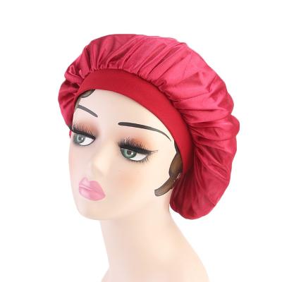 China Custom Custom Hood Dome Nightcap Silk Headband With Wide Brim Chemo Hat Braid Hood With Snap for sale