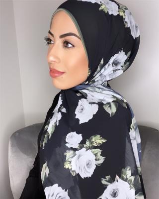 China Simple Soft Print Bubble Chiffon Hijab Scarf 90cm Chiffon Print Chiffon Women Custom Scarf Pakistani Hijab 90cm for sale