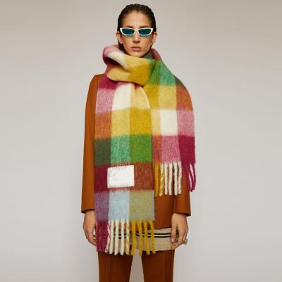 China Neutral/both color lattice scarf fashion printing new winter plaid men and women tassel scarf rainbow multicolor plaid shawl thick warm pashmina for sale