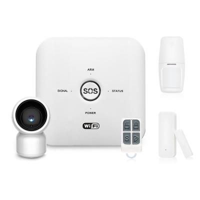 China ABS 2021 New Products Tuya WIFI+GSM SOS Backup Security Camera Lower Home Alarm System for sale