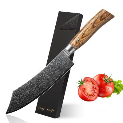 China Sustainable Premium Japanese Carbon Damascus Steel Butcher Knife Kitchen Chef Knife With Pakka Wood Handle for sale