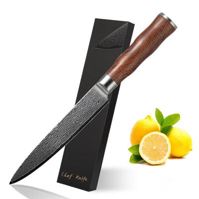 China Viable Damascus Chef Knife Professional 7 Inch 67 Layers Damascus Steel Japanese Carving Knife With Rosewood Handle for sale