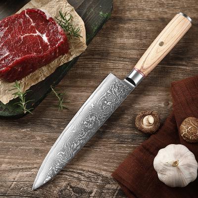 China Durable Professional Japanese Style 8 Inch Pakkawood Handle Damascus Steel Kitchen Chef Knife for sale