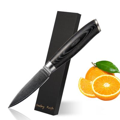 China 3.5 Inch Damascus Skin Knife Kitchen Knife Sustainable Premium Japanese Steel Serving Paring Knife With Micarta Handle for sale