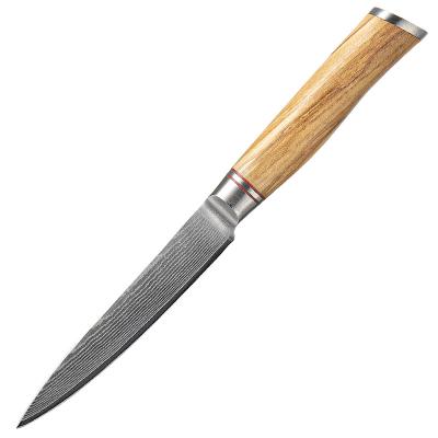 China 67 Layers High Quality Viable Damascus Slicing Serving Knife with Olive Wood Handle for sale