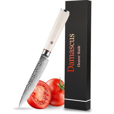 China Sustainable Damascus utility knife made of 67 layers of damask steel professional chef's knife from real damascus steel with ABS handle for sale