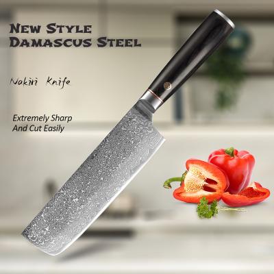 China Viable Professional Damascus Cleaver Kitchen Knives 67 Layers Vg10 Damascus Steel Japanese Nakiri Knife for sale