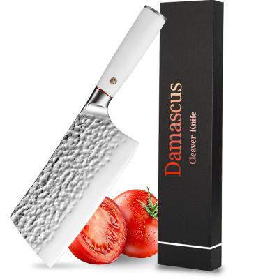 China Sustainable Multifunctional Durable Kitchen Cutting Knife 5cr15 Stainless Steel ABS Handle Hammered White Cleaver Knives for sale