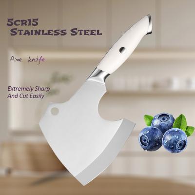 China Viable Handmade Ax Knives 5cr15 Stainless Steel Chef Knocking Down Hammer Chopper Hatchet High Quality Hard Bone Cutter Tools White for sale