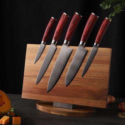 China New Viable Hot Sale 6 Pcs Damascus VG10 Steel 67 Layers Pakka Handle Professional Japanese Restaurant Wood Kitchen Knife Set for sale