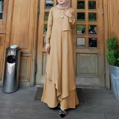 China Polyester New Arrival Solid Color Turkey Kaftan Multilayer Dresses for Muslim Women and Islamic Muslim Clothing Lady's Abaya Wear for sale