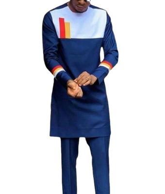 China Polyester 2 Pieces Polo Style African Dress Set With Long Sleeve Summer Men Suit Of Muslim Clothing for sale