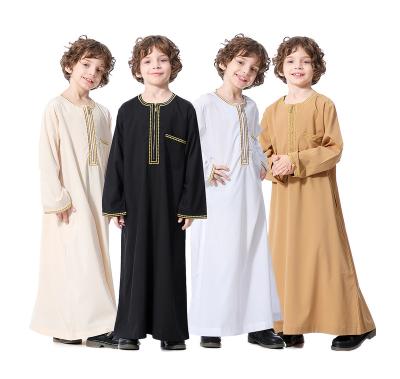 China Polyester Cotton Blended Muslim Arabic Moroccan Kaftan Design Boy Thobe/Thawb Islamic Muslim Boys Prayer Clothing for sale