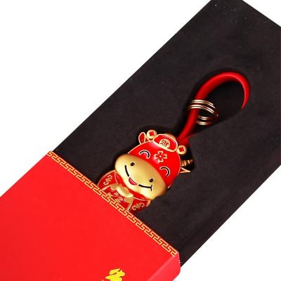 China Souvenir gifts promotion new product business gift set 2021 gold wholesale ox custom zinc alloy key chain for sale