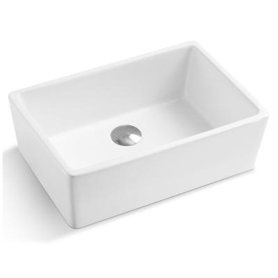 China Without faucet fireclay/white color ceramic rectangular shape and apron installation tpye farmhouse front sink #P2416 for sale