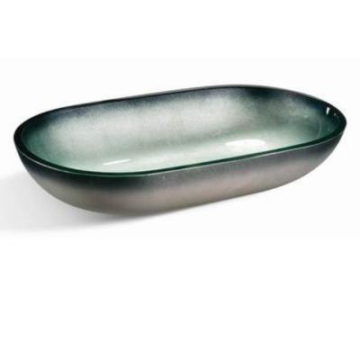 China Modern Oval Bowl Shape Above Counter Type Bathroom Vessel Sink Sanitary Glass Hand Wash Basin Installation #S42 for sale