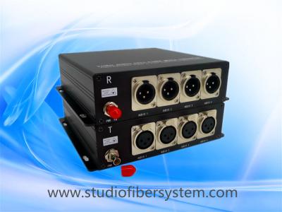 China 4CH AES EBU audio to fiber converters with XLR interface for digital audio over 1 SM/MM fiber applied in studio system for sale