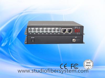 China 8Port Telephone line to Fiber Converter with 2ch gigabit ethernet for armed police system for sale