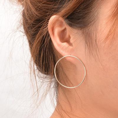 China TRENDY Women's Fashion Simple Cast Iron Plain Face Ring Copper Earrings for sale