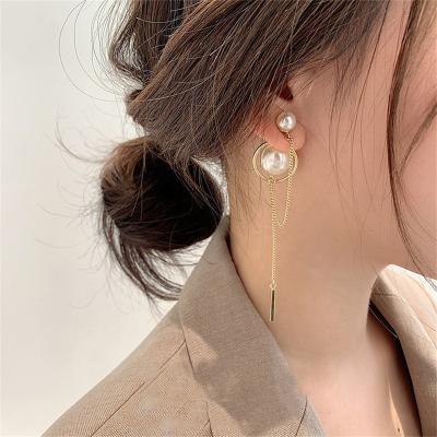 China FASHIONABLE Women's Drop Earrings Fashion Simple Imitation Pearl Tassel Long Luxurious Accessories for sale