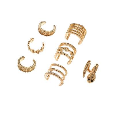 China Trendy 7pcs Fashion Personality Exaggerated Metal Earclip Geometric Snake Shaped Set for sale