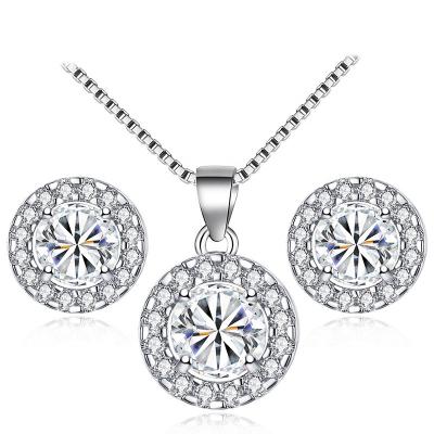 China CLASSIC Women's Necklace and Earrings Set Luxury Rhinestone Round Shape Decorative Accessories for sale