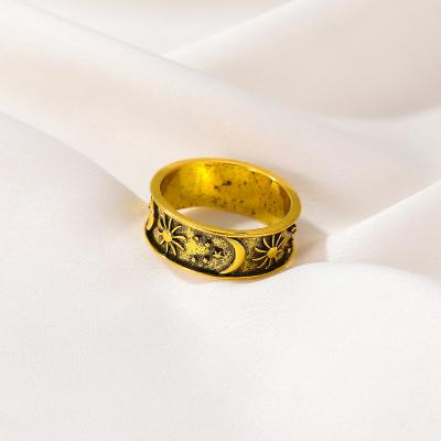 China FASHIONABLE Wonem Retro Personality Sun Stars Moon Metal Ring for sale