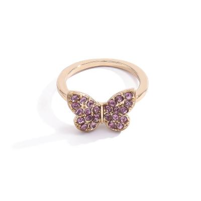 China FASHIONABLE Wonem Diamond Simple Manually Set Color Butterfly Small Ring All Match Accessories for sale