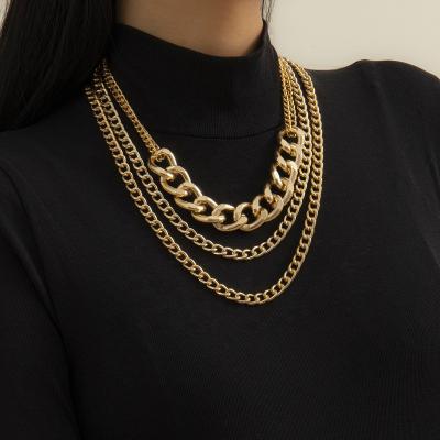 China Retro Hip Hop Women's Vintage Simple Instagram Style Chunky Cross Chain Necklace Set for sale