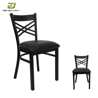 China (Others) Metal Restaurant Black Cross Adjustable Cheap Metal Back Dining Chairs for sale