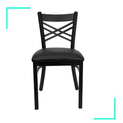 China Wholesale Durable Modern X Cross Metal Back Chairs Restaurant Chair Metal Sillas for sale