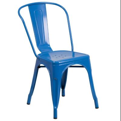 China Contemporary Cheap Colorful Industrial Metal Stack Chair Outdoor Metal Bistro Chairs for sale