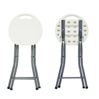 China Wholesale Foldable White Plastic Chairs Folding Stool With Metal Legs for sale