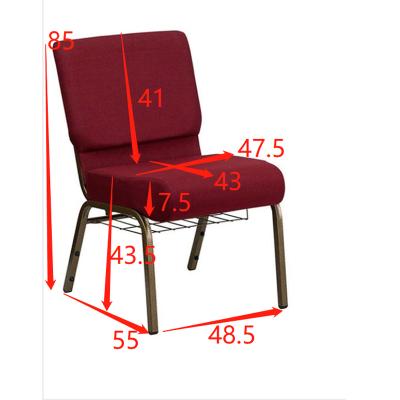 China Hot Selling Blue Gray Red LOGO Metal Frame Church Chair OEM Stacking for sale