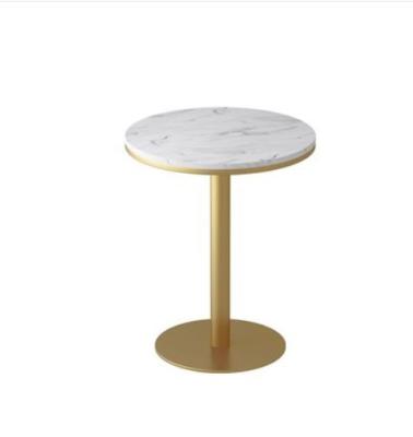 China Modern Luxury Steel Restaurant Dining Table Black Gold 60*60cm Legs Or White Round Marble Table for sale