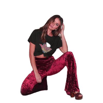 China Lady Breathable Crushed Velvet Bell Autumn Base Rocket Pants Women's for sale