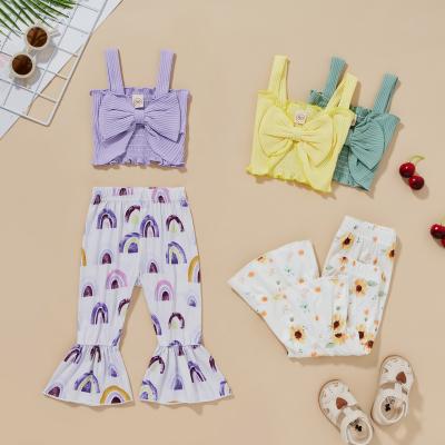 China 2022 new arrival children's breathable baby top clothing and flare pants summer boutique outfits for sale