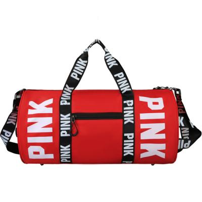 China Durable Travel Gym Sports Yoga Luggage Set Promotional Zipper Pink Polyester Waterproof Duffel Bag for sale