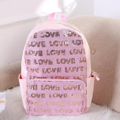 China Waterproof Cute College School Bag Teenager Girls Colorful Gradient Colors Laptop Backpack Bagpack With Sequins Letter for sale