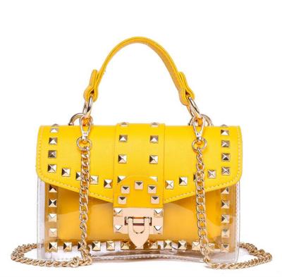 China New Fashion Bolso Rivet Jelly Hand Bags Fashion Crossbody PVC Clear Jelly Bag with bolsos de mujer for sale